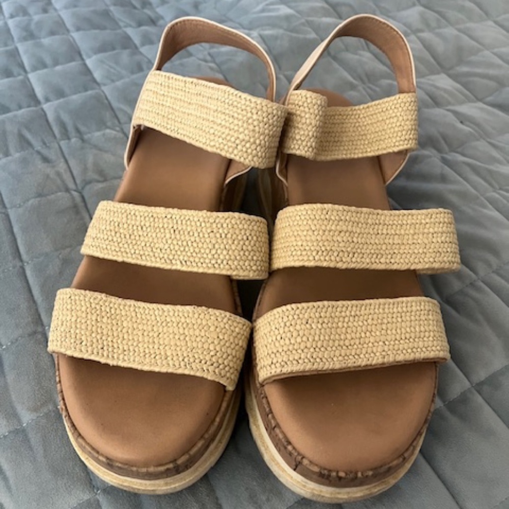 Steve Madden Women’s Bandi Espadrille Platform Sandal Natural Raffia Size 8